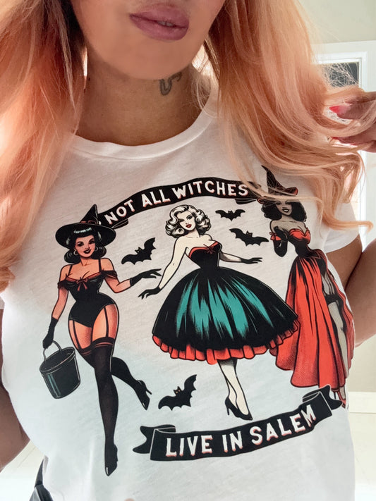 Not All Witches Live in Salem Cropped Tshirt NEW