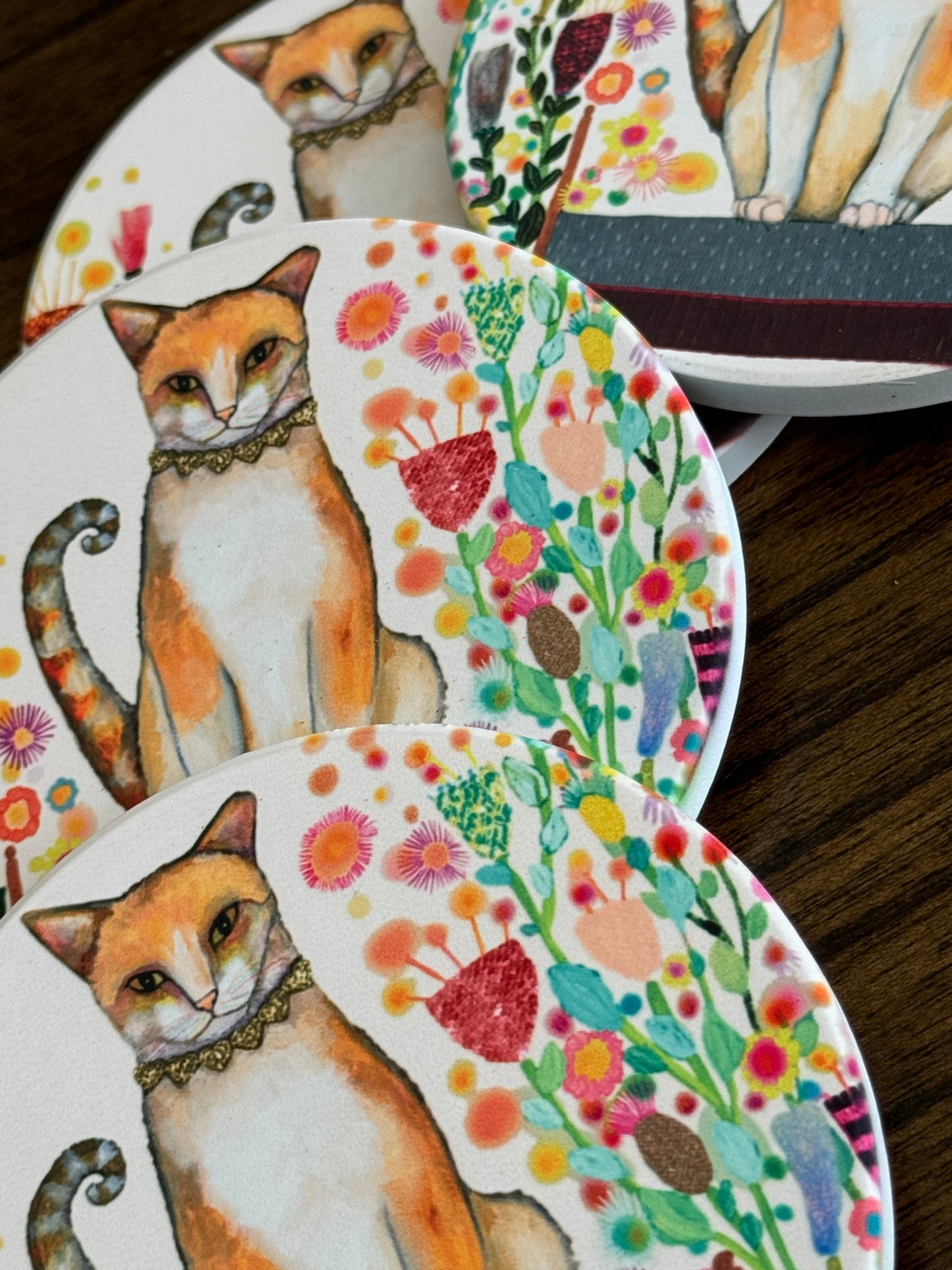 Stunning Cats Coasters with Art by Eli Halpin NEW