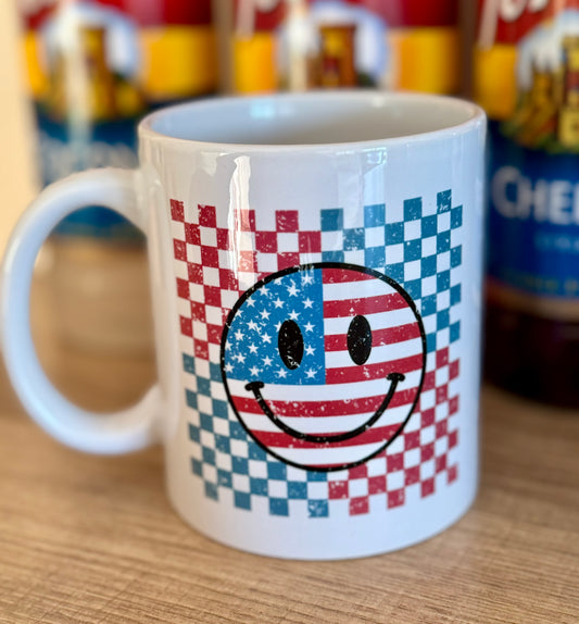 4th of July Retro Smiley Face 11 oz Coffee Mug