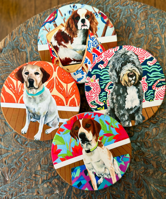 Set of Four Dog Tales Coasters - Art by Jay McClellan