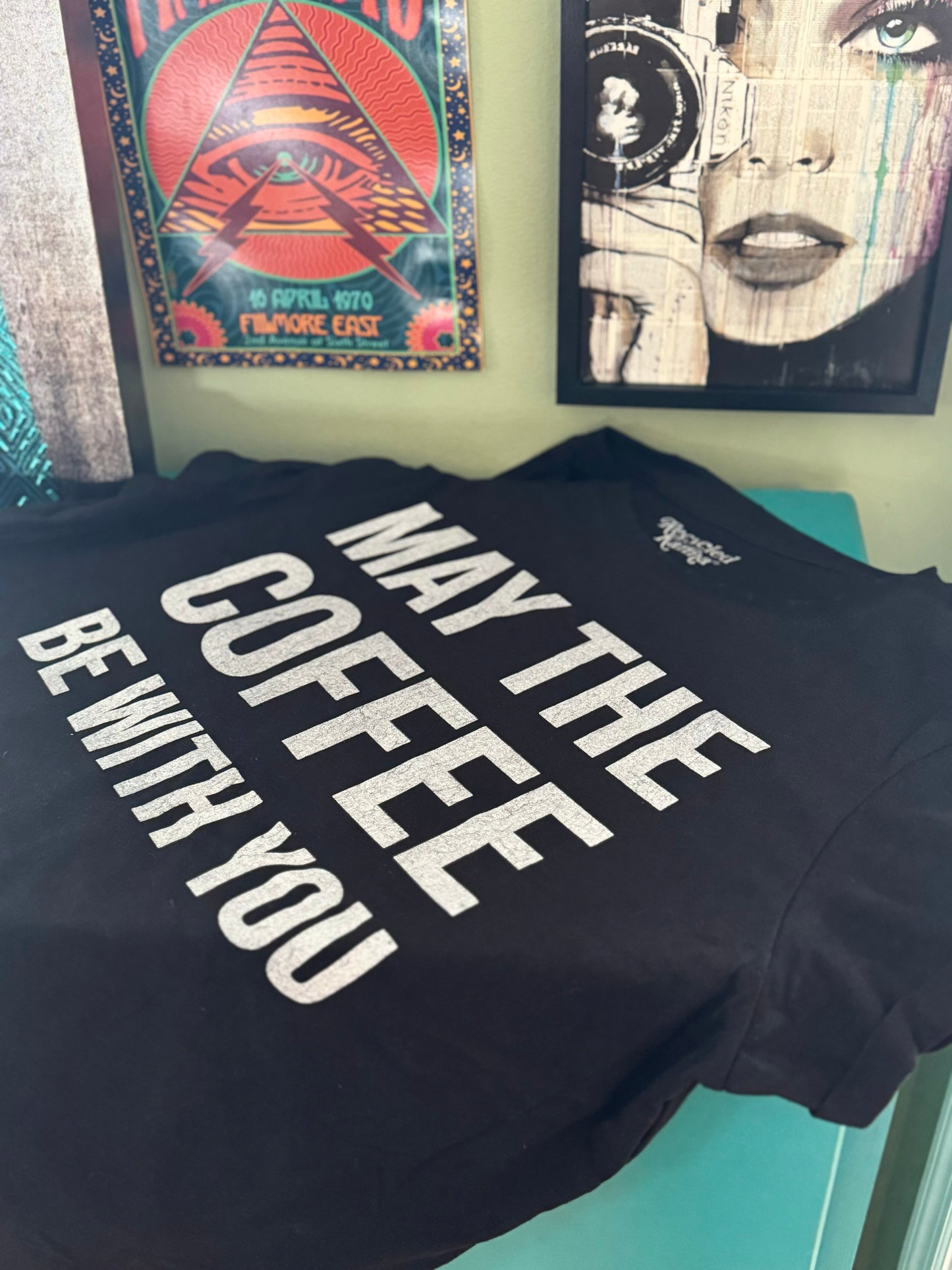 May the Coffee be with You Distressed Tshirt