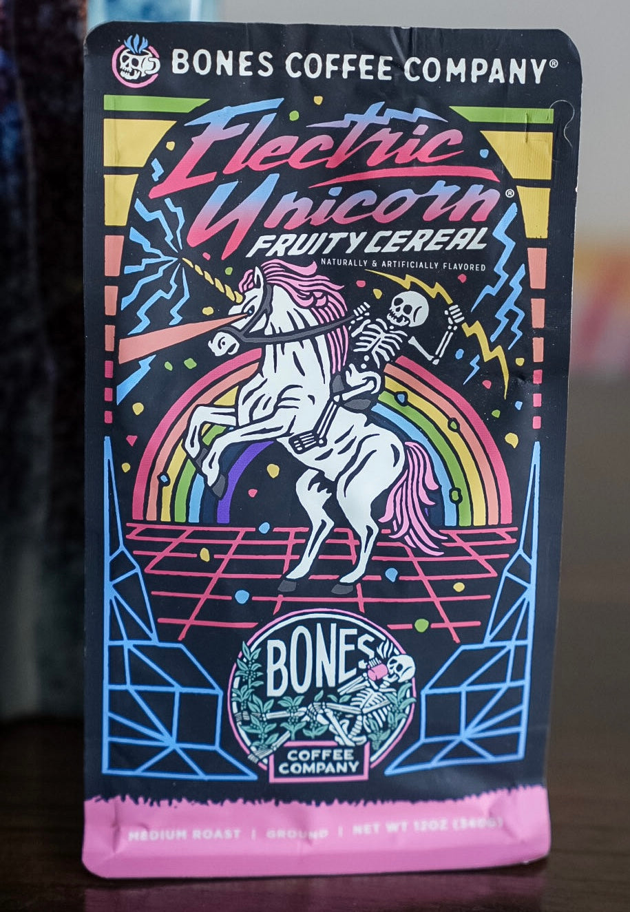 Electric Unicorn Fruity Cereal Flavored Medium Roast Ground Coffee by Bones Coffee