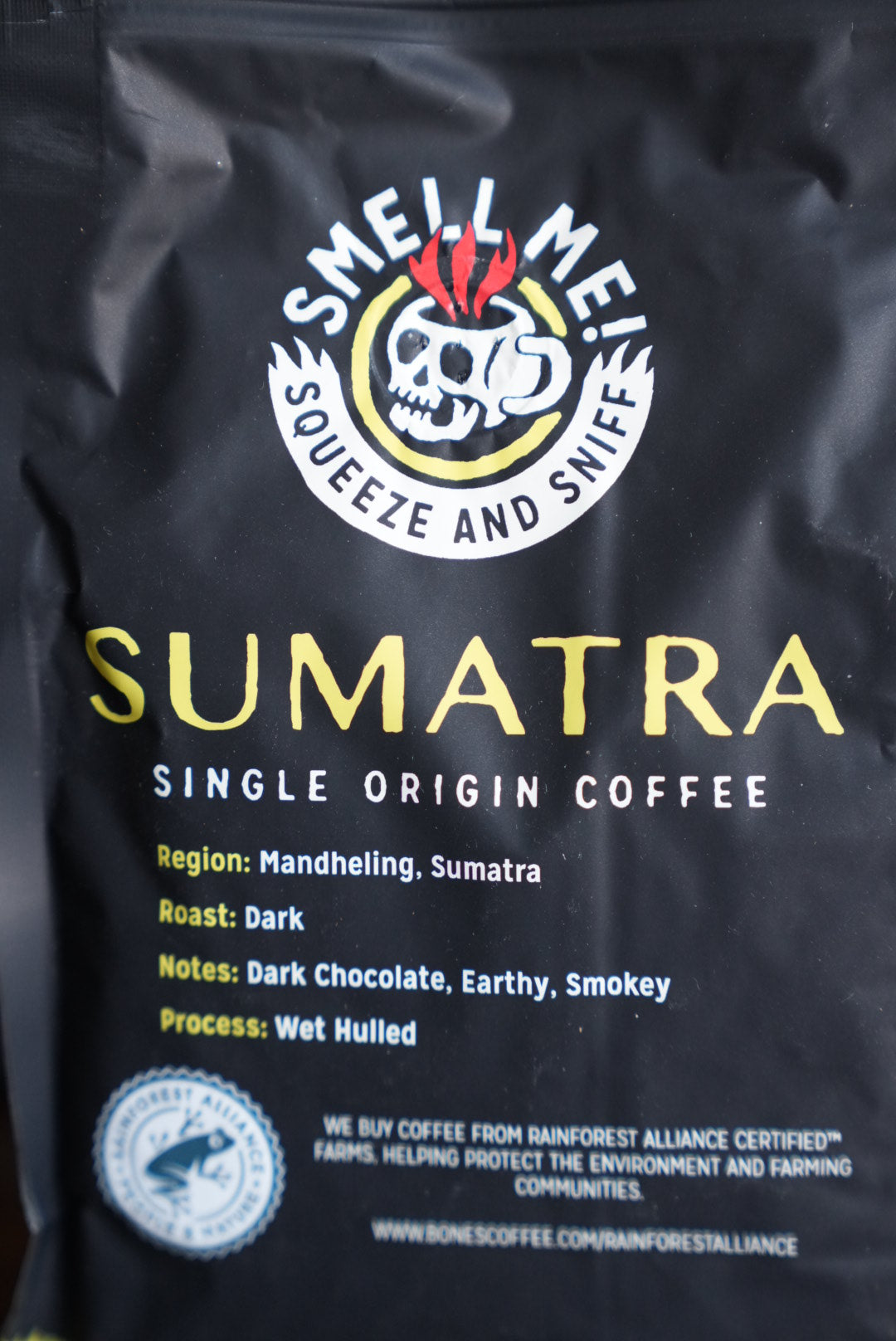 Sumatra Single Origin Dark Roast Whole Bean Coffee by Bones Coffee